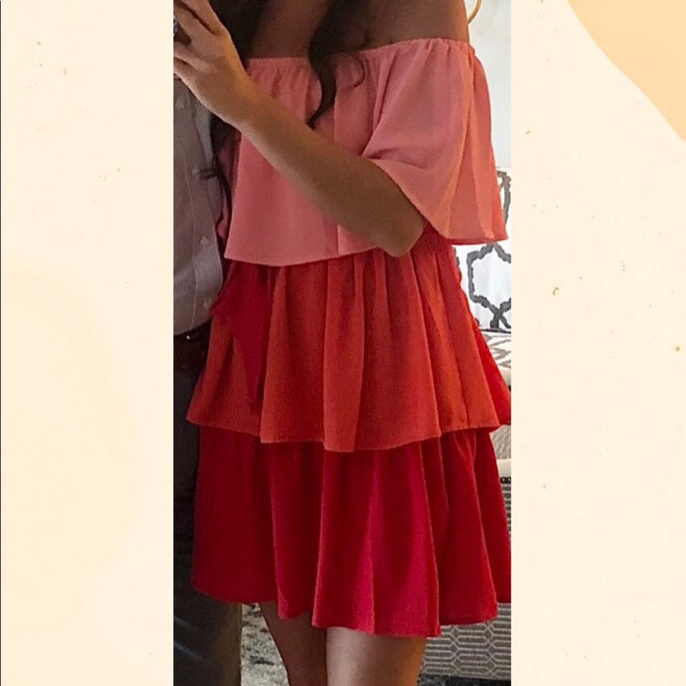 Multi colored off the shoulder dress